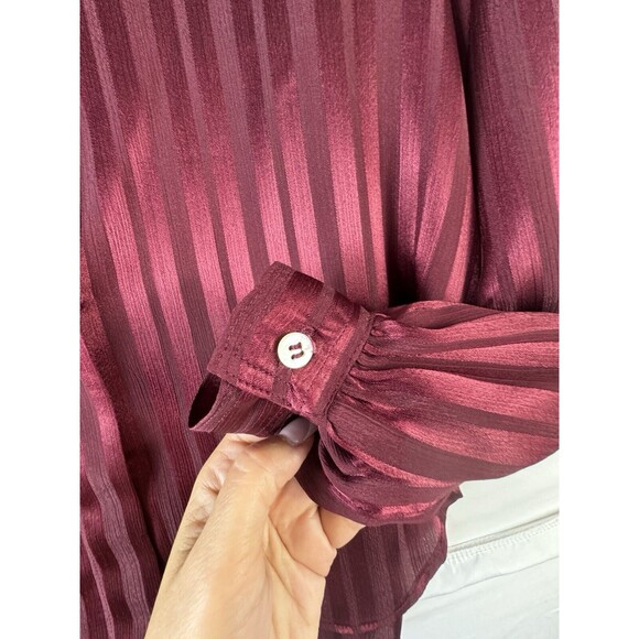 Vintage Evan Picone‎ Burgundy Blouse Top Shirt Size 6 Cottage Eighties Striped - Picture 5 of 6
